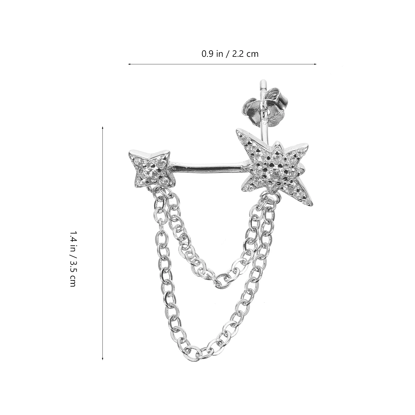 

1Pair Rhinestone Ear Cuff Studs Chain Cuff Tassel Earrings Crystal Piercing Studs Punk Gothic Style for Special Occasions