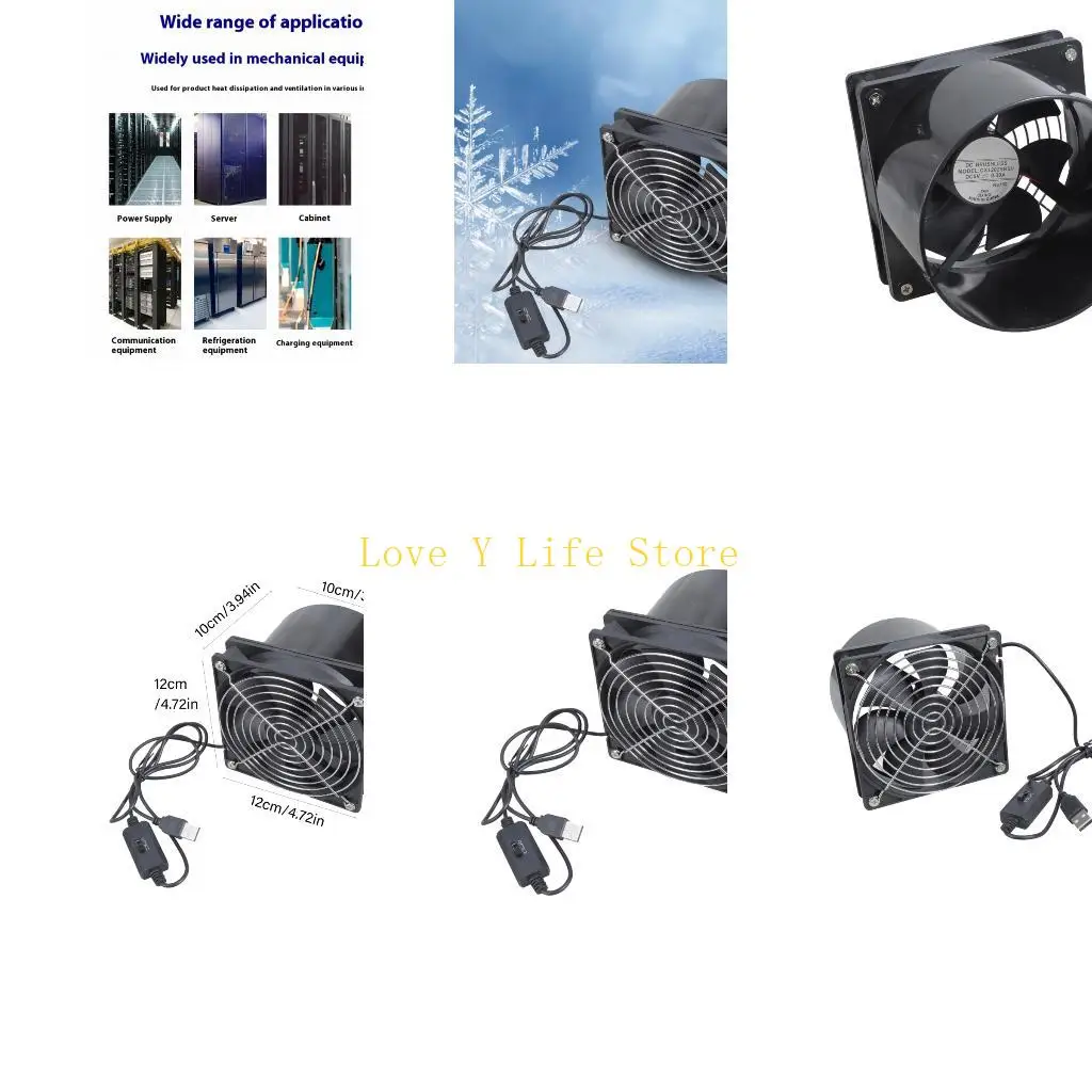 

L74C 3 Speed Control 12cm Plastic Blower Fan 70CFM Airflows Suitable For Electronics Workshop