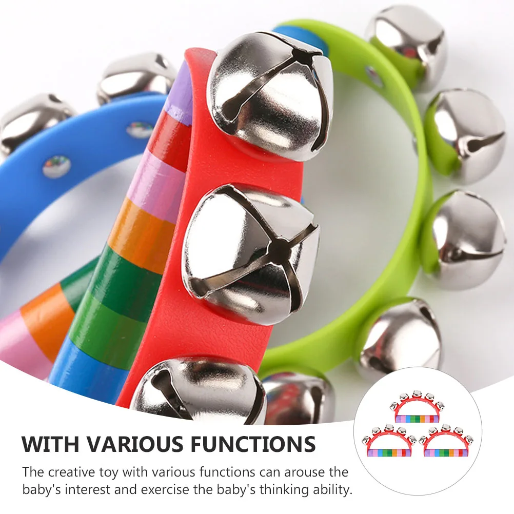 

3 Pcs Wooden Handbell Plaything Colorful Baby Toys for Babies Kids Interesting Early Educational Child