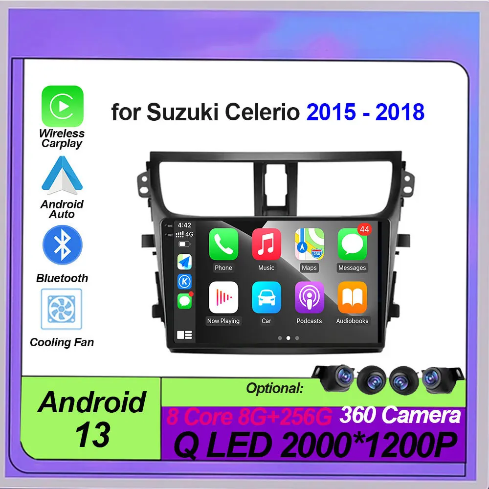 

Car Radio Multimedia Player Android 13 Auto for Suzuki Celerio 2015 - 2018 Car Stereo Carplay GPS Navigation Bluetooth 5G WiFi