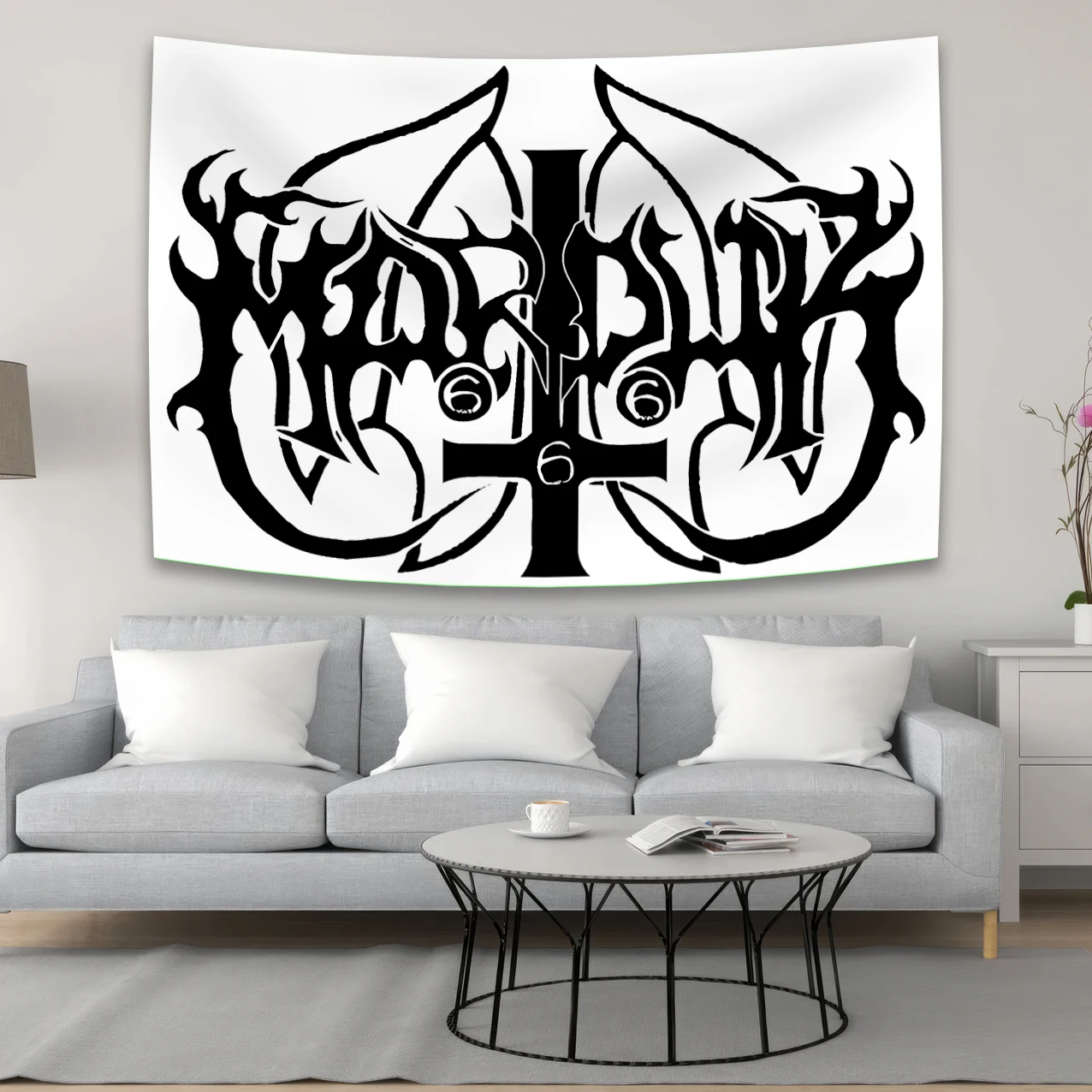 90X150CM Dark Metal Band Marduks Tapestry Hanging Art Printed Black Gold Band Flags Banner Bar Cafe Hotel Decor