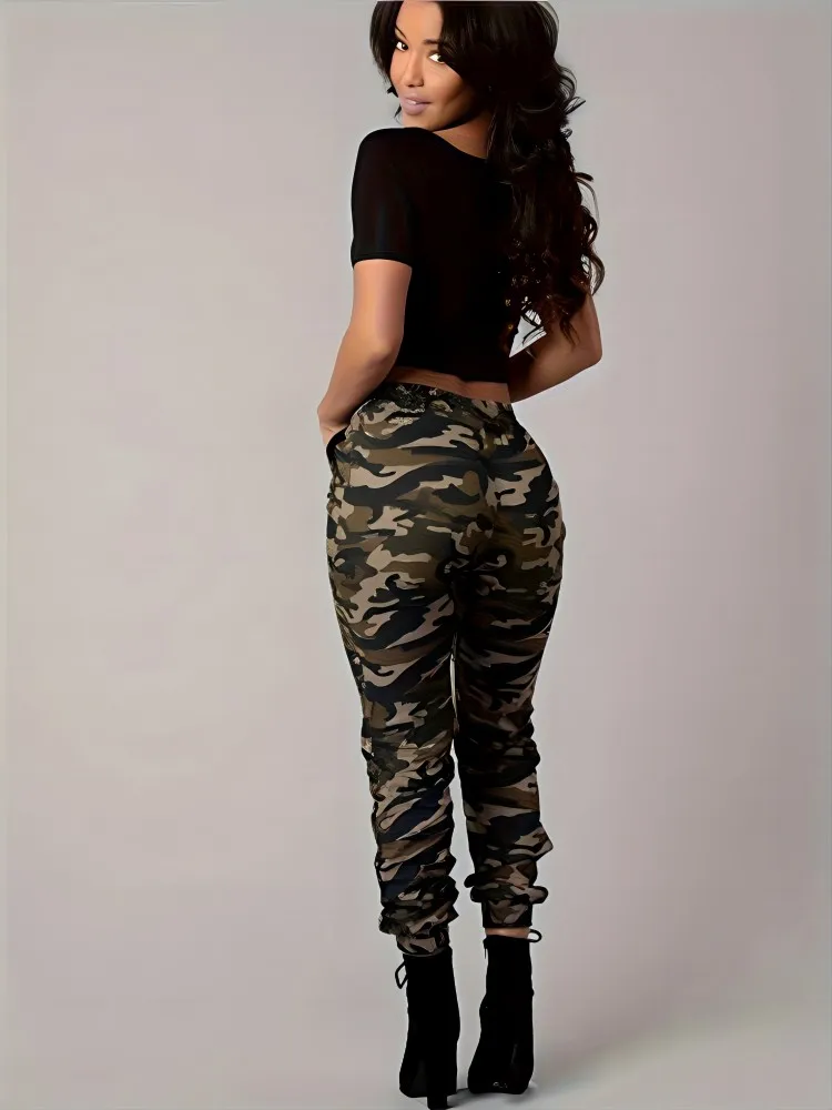 Camo Print Flap Pockets Cargo Pants Casual Straight Leg Pants For Spring  Summer Women's Clothing