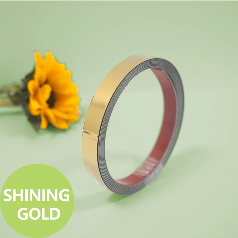 3M Wall Sticker Gold Silver Black Rose Gold Stainless Steel Flat Decorative Line Titanium Ceiling Edge Strip Mirror Decoration