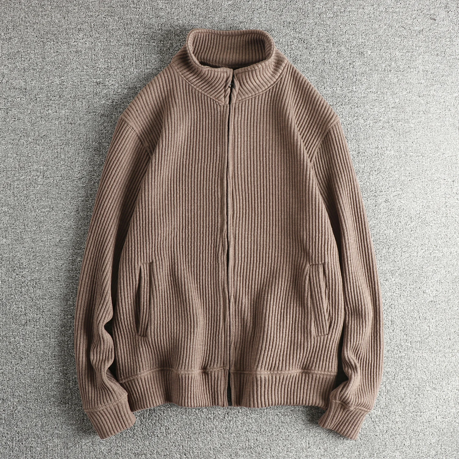 Heavy Knitted Braid Jacket for Men Luxury Vintage Trend Stand Collar Cardigan Fashionable Youth Outerwear Winter Long Sleeve ...