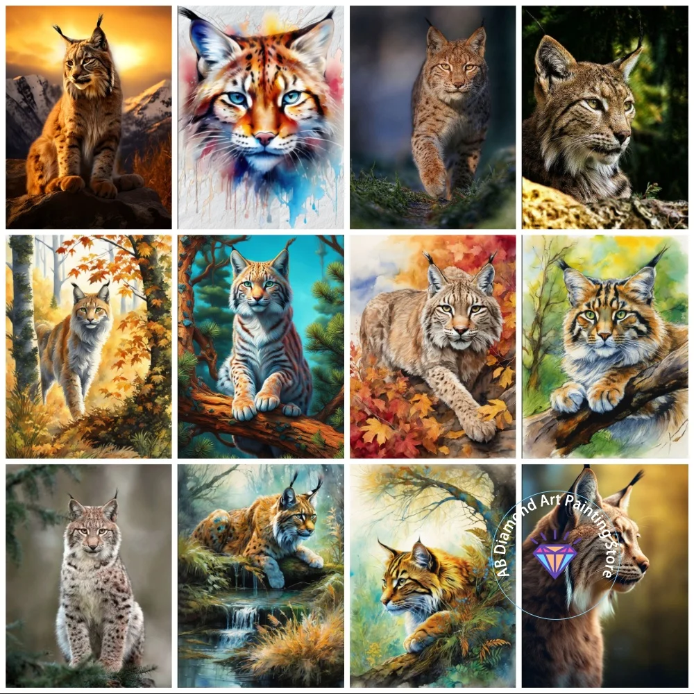 

Cool Lynx Animal ThemeAB Diamond Painting Kit Square Round Diamond 5D DIY Mosaic Handmade Art Adult Gift Crafts Home Decoration