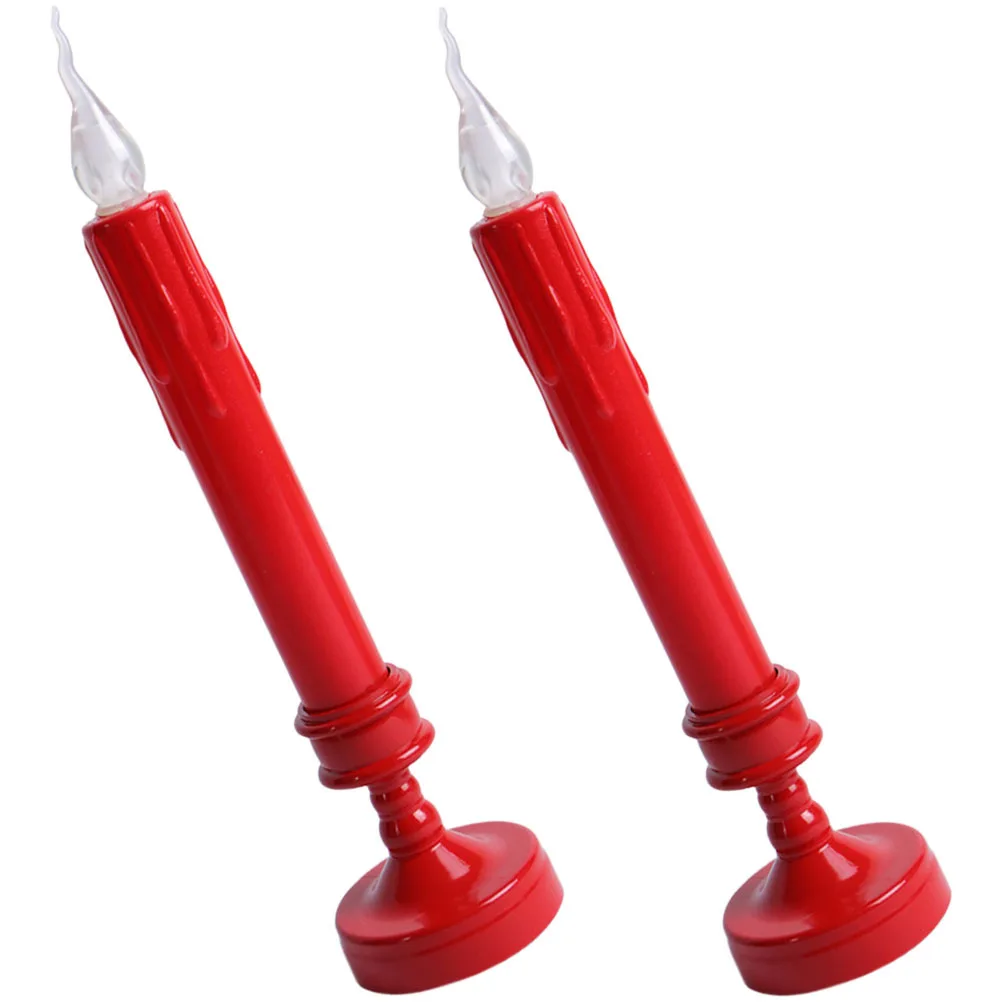 

1Pair LED Electronic Decorative Candles Red Flickering Flameless Rechargeable Lights Warm Romantic Atmosphere