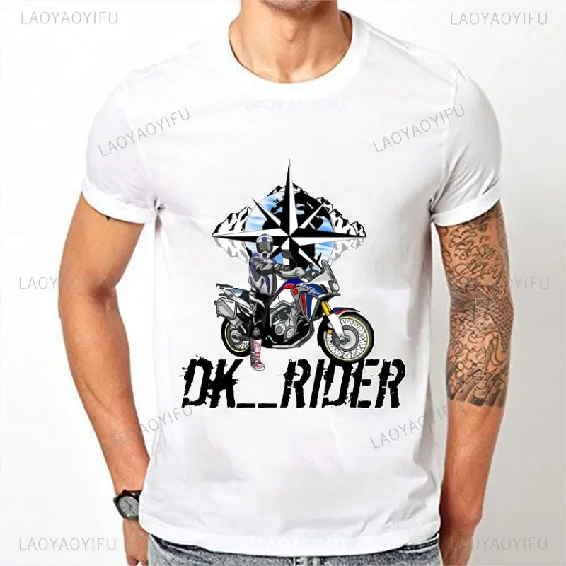 Motorcycle O-Neck Printed T-Shirt Short Sleeve Cotton Tee Case for R1200GS R1250 GS Adventure TShirt Overlander Ride Travel Tops