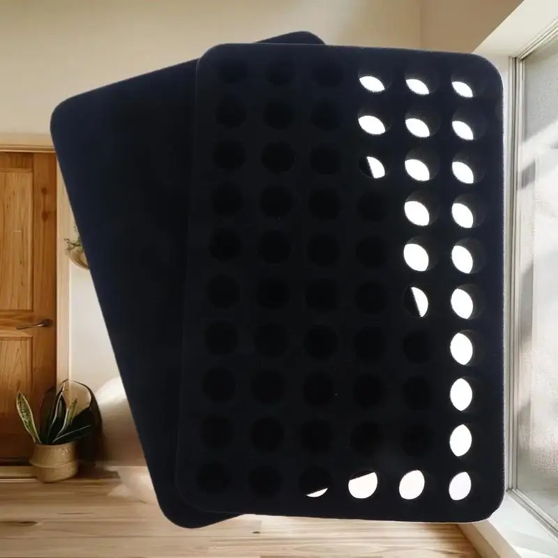 وسادة إسفنجية مكونة من 60 فتحة مع مقسم قابل للإزالة، مناسبة لزجاجات طلاء الأظافر أو الزيوت العطرية سعة 15 مل / 10 مل