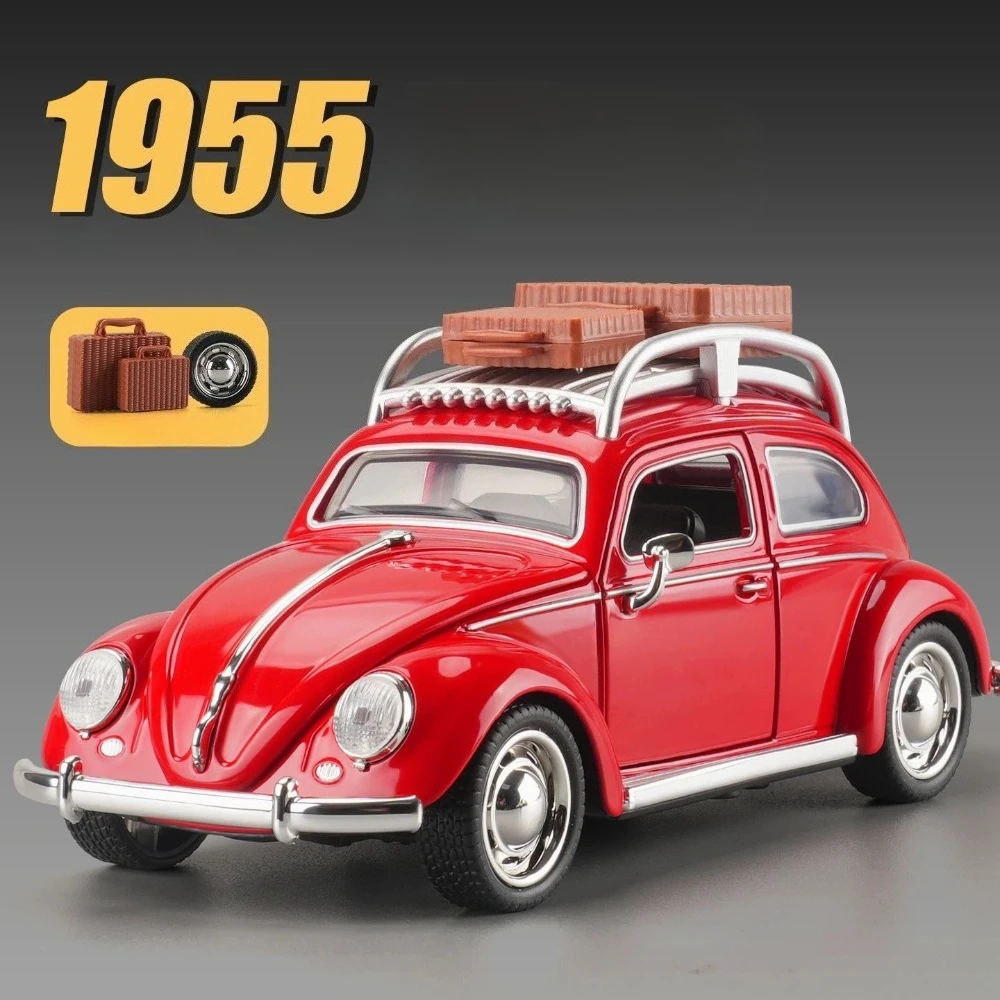 1:32 ビートル 1955 GSR 合金レトロモデルおもちゃダイキャストカー音と光の装飾ドアが開くミニチュア車両男の子向けコレクションギフト