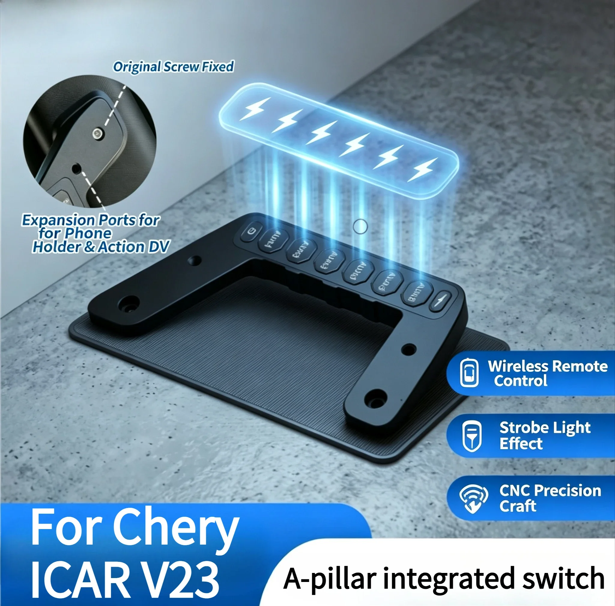 For Chery ICAR V23 2024-2026 Car A-Pillar Integrated Switch Wireless Remote Control Panel Led Spotlight Handle Switch Accessory detail image 1