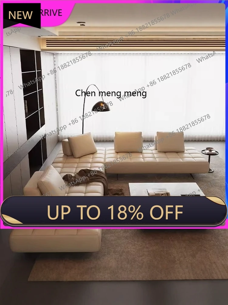 

M78 Minimal small apartment straight row leather sofa living room villa module combination, new model