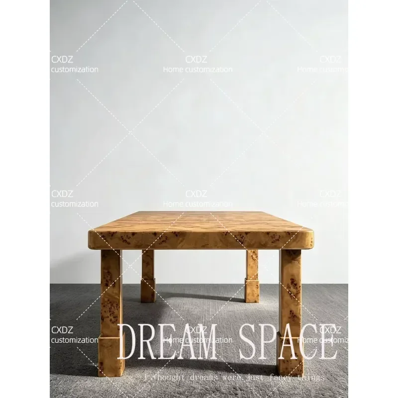 Medieval retro solid wood trundle bark rectangular dining table, startling quiet wind Italian villa dining table designer