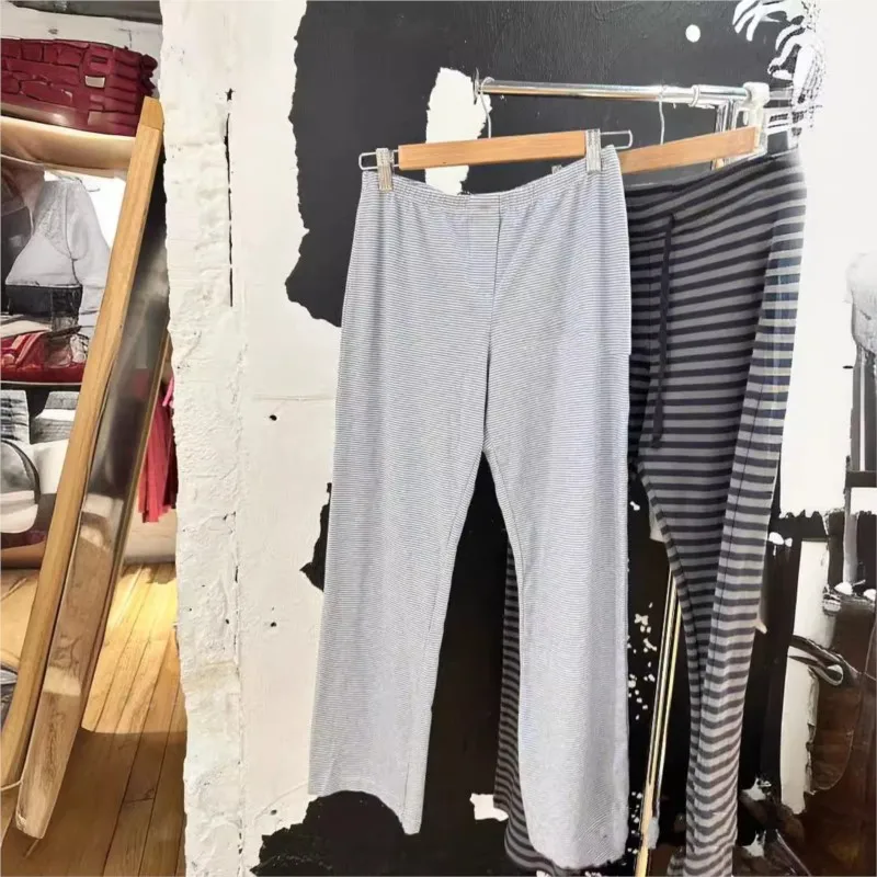 Pantalon bleu polyvalent pour femme, vêtement de maison décontracté, droit, jambes larges, chic, doux, adt, vêtements de nuit, surintendant long, nouvelle collection printemps été 2024