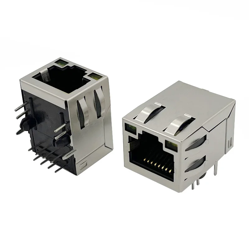 5PCS RJ45 Connector Ethernet with 100 Mbit filter latch up 100M network port 8P8C socket with shrapnel LED