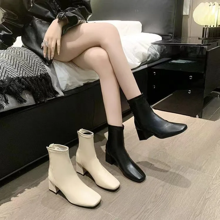 Women Boots Winter Women Boot Chunky Heel Short Shoes Offers Woman Trend European American Over The Knee Sales Retail