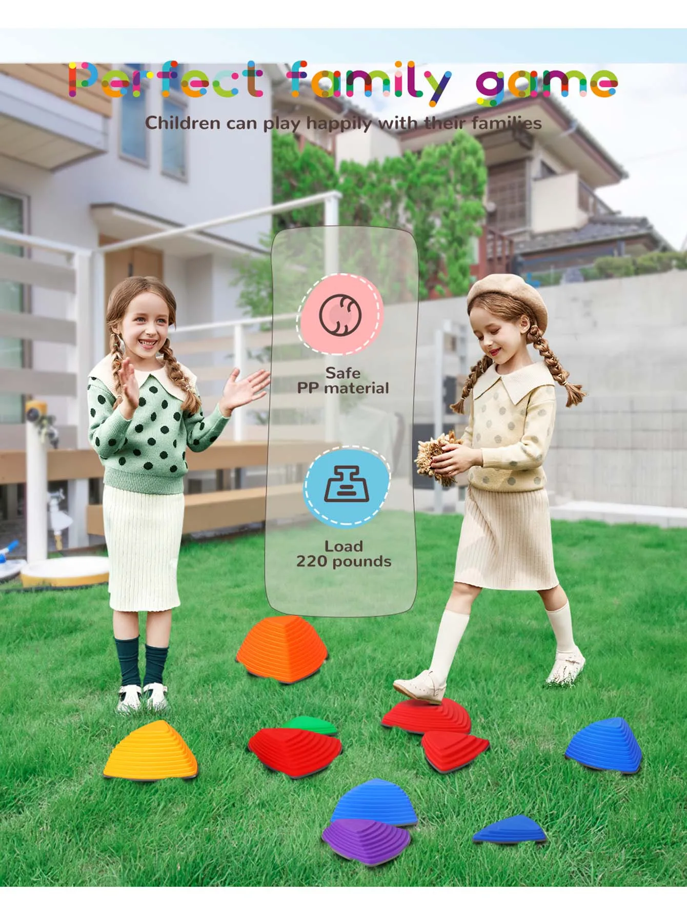 Piedras de río de equilibrio antideslizantes para niños pequeños, 25 piezas, Color arcoíris, equipo de juego para interiores y exteriores