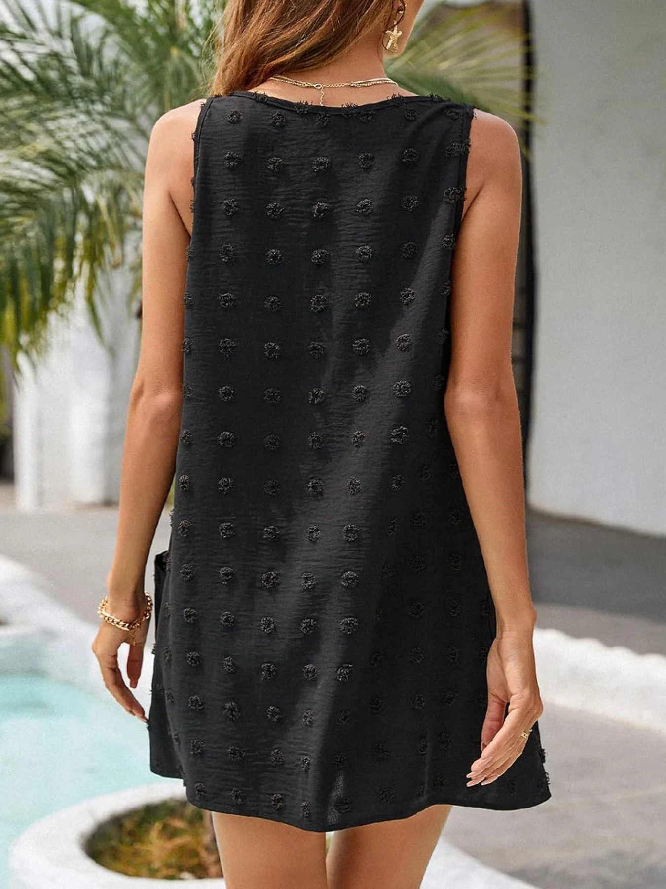 2024 Nieuwe Vrouwen Casual Zonneschijn Zomerjurk Zwitserse Polka Dot Strand Cover Up V Stropdas Zak Losse Zwangerschaps Zonnejurk Jacquard Jurk Vrouw