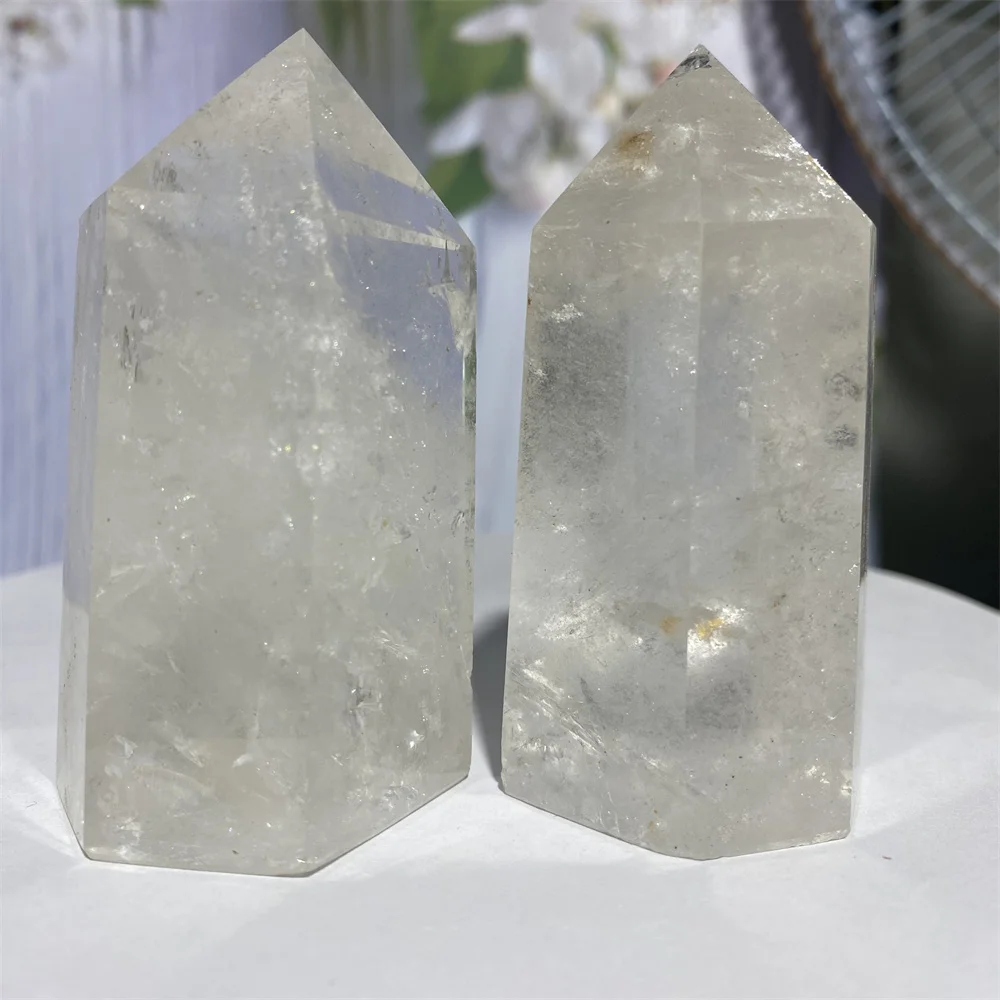 Natural Clear Quartz Column Wand Hexagonal Obelisk White Crystal Tower Healing Mineral Energy Stone Polished Crafts Ornament