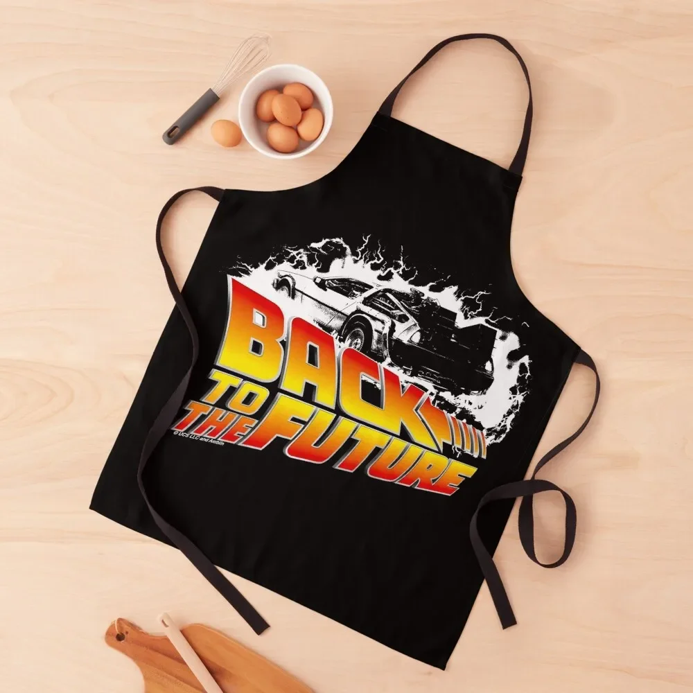 Back to the Future - DeLorean White Stencil Fan Art Apron Kitchenware barber men Kids Apron