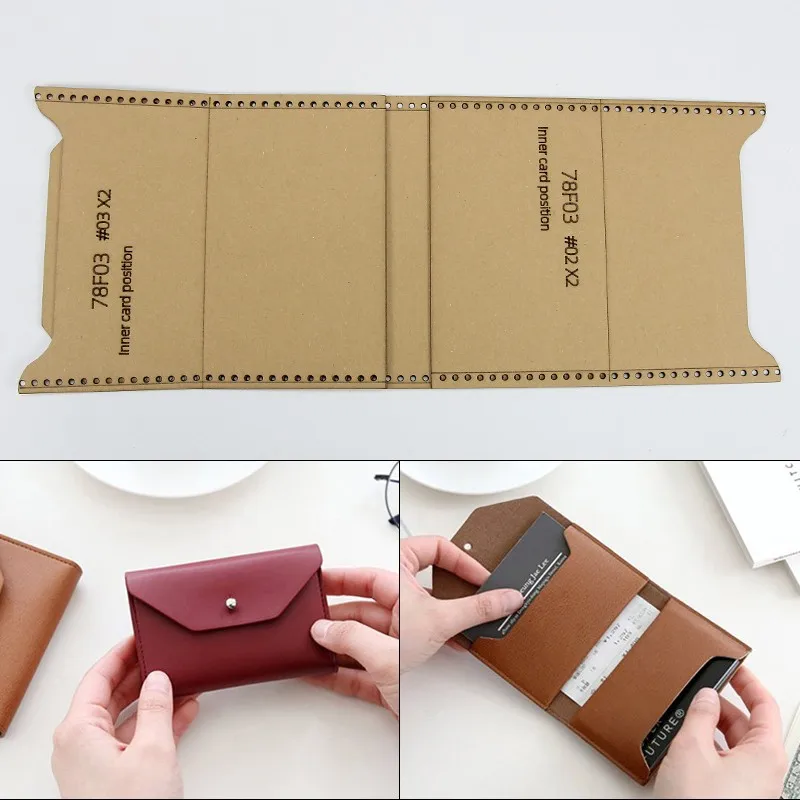 YOMDID Folding Wallet Leather Template Paper Stencil Leather DIY Patterns Templates Handmade Wallet Leather Craft Tool Practical