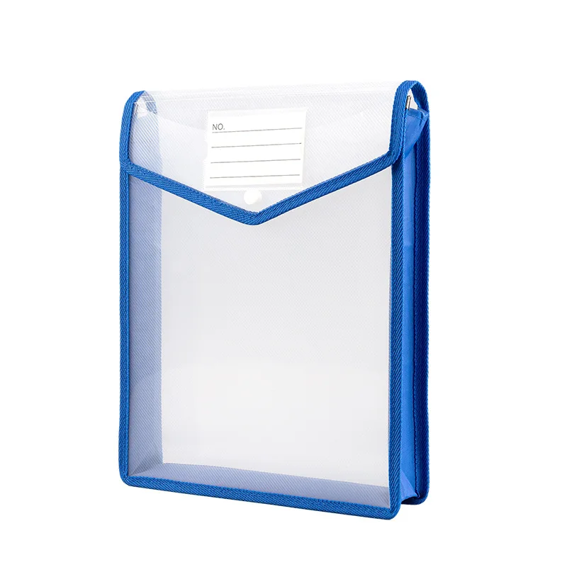 1Pc A4 Transparent Color Edge Snapper File Folder Student Test Paper Textbook Storage Bag Office Paper Document Desk Organizer