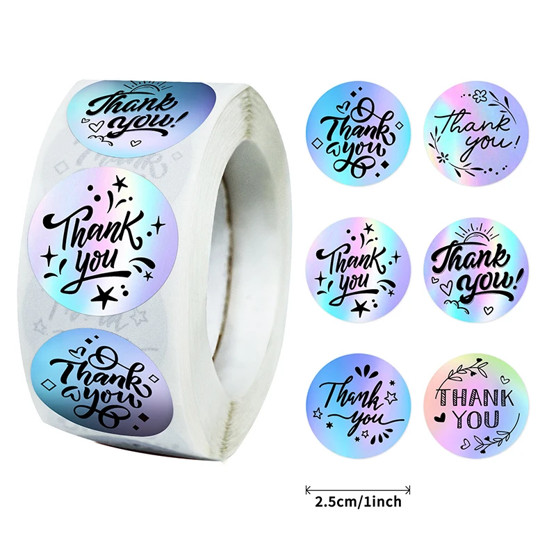 

500Pcs/Roll 1 Inch Laser Thank You Sticker For Supporting My Small Business Stickers For Sealing Staionery Packaging Box Lables