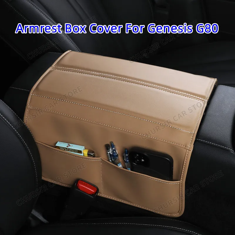 

Armrest Box Cover For Genesis G80 Protective Nappa Leather Central Control Pad Car Interior Modification Accessories