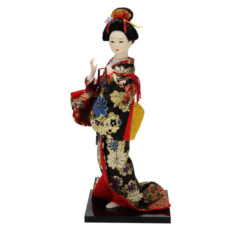 12 Inch Japanese Kimono Geisha Doll Traditional Japanese Geisha Kimono Doll Sculpture with Traditional Vintage