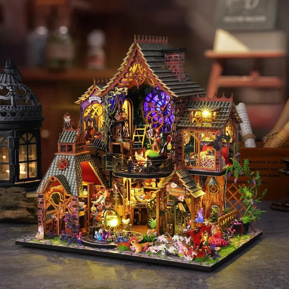 Kit per creare un ornamento a tema «Casa nella foresta magica», modellini in miniatura in legno per decorare la casa o la camera da letto, un regalo ideale.