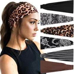 Moda Sport Fitness Fascia Serpente Modello Leopardo Fasce per capelli in tinta unita Donna Dopo il parto Tempo libero Casa Copricapo Scrunchies