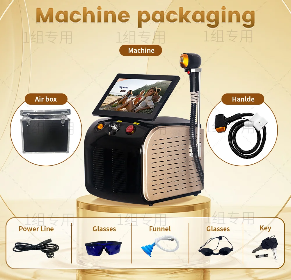 

Professional Diode Laser Hair Removal Machine Alexandrite Ice Cooling Platinum Titanium Lazer Depilation Epilator for Women