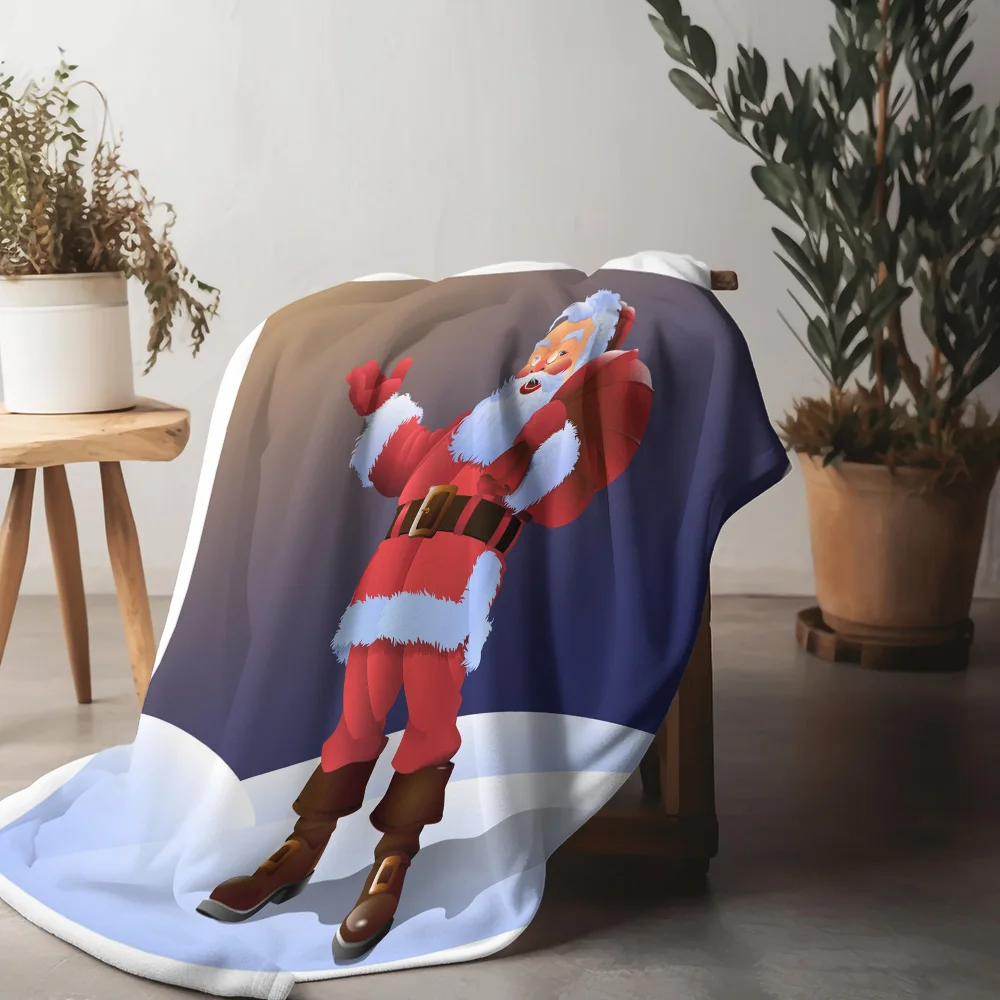TU Santa Claus Throw Blanket Cozy Christmas Flannel Fleece Blanket Festive Holiday Decor Gift Home Bedding Soft Warm Plush Throw
