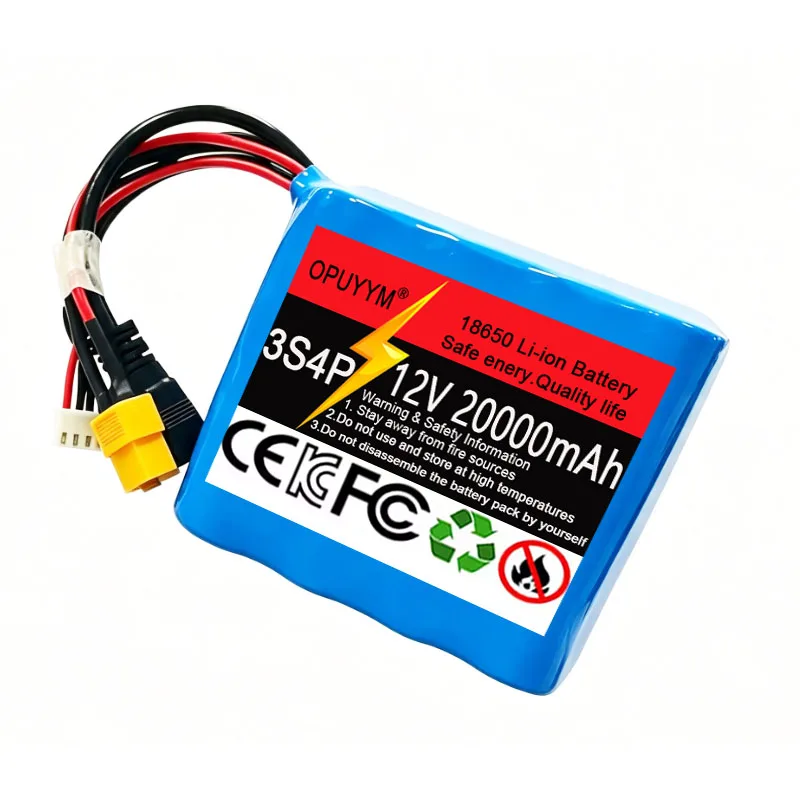 18650 3S4P Lithium Ion Battery 12V 20000mAh Built‑in BMS High Power Rechargeable for V030 GPS Remote Control Fishing Bait Boat view 6