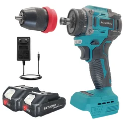 PATUOPRO 10mm 2In1 Cordless Electric Screwdriver Rechargeable Drill Driver Multifunctional Power Tool For Makita 18V Battery
