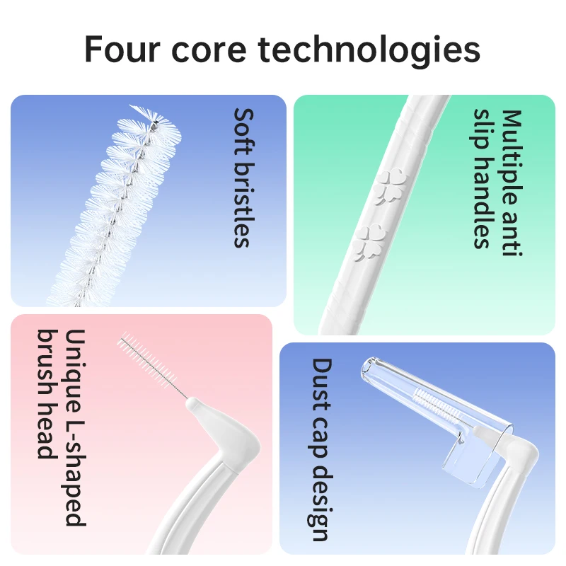 Y-kelin L-shaped Interdental Brush, Orthodontic Special Soft Bristled Toothbrush,, Interdental Gap Cleaning Oral Tool 10pcs