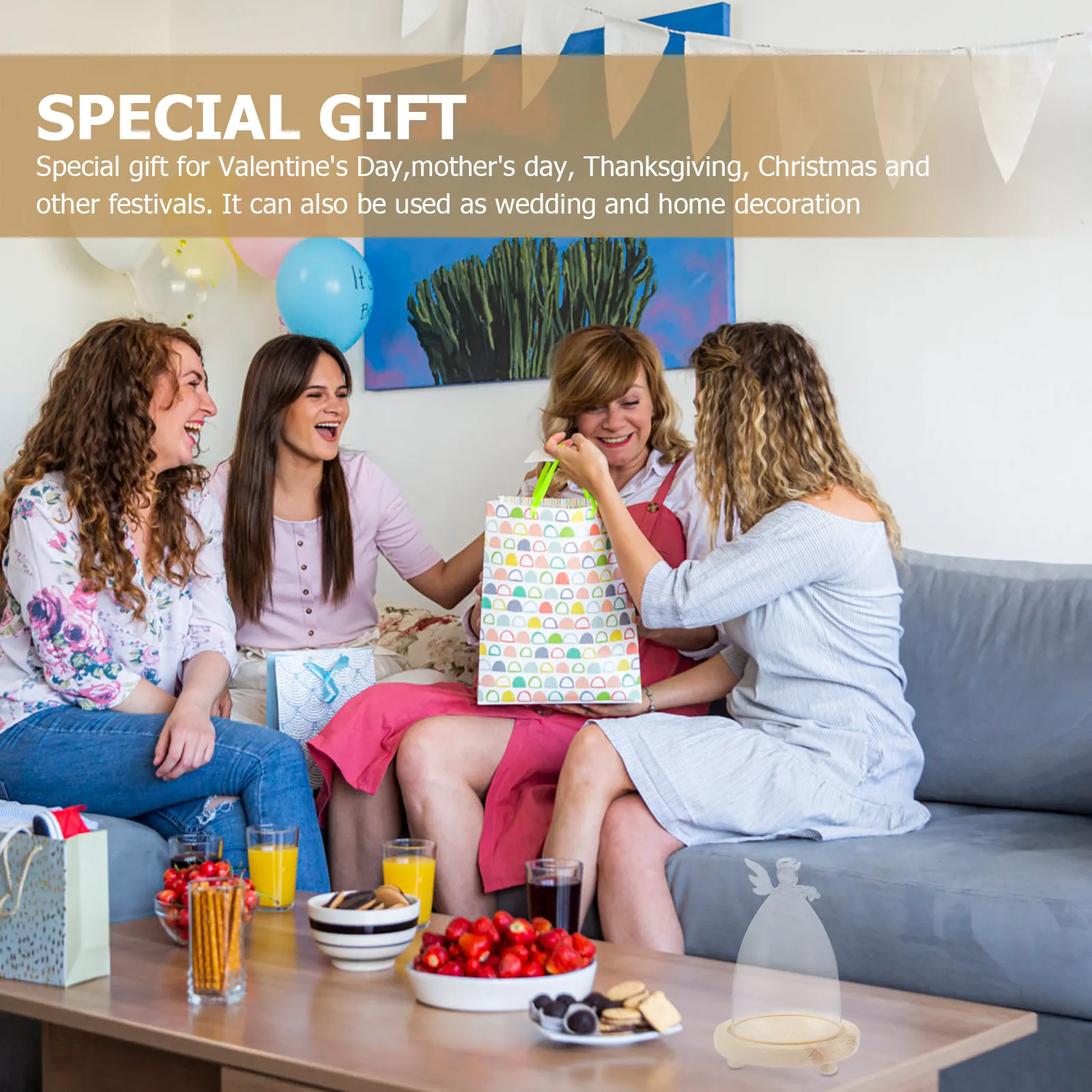 

Glass Cover For Micro Landscape Angel Shape Display Dome Home Decor Flower Arrangements Preserved Flower Glass Bell Jar