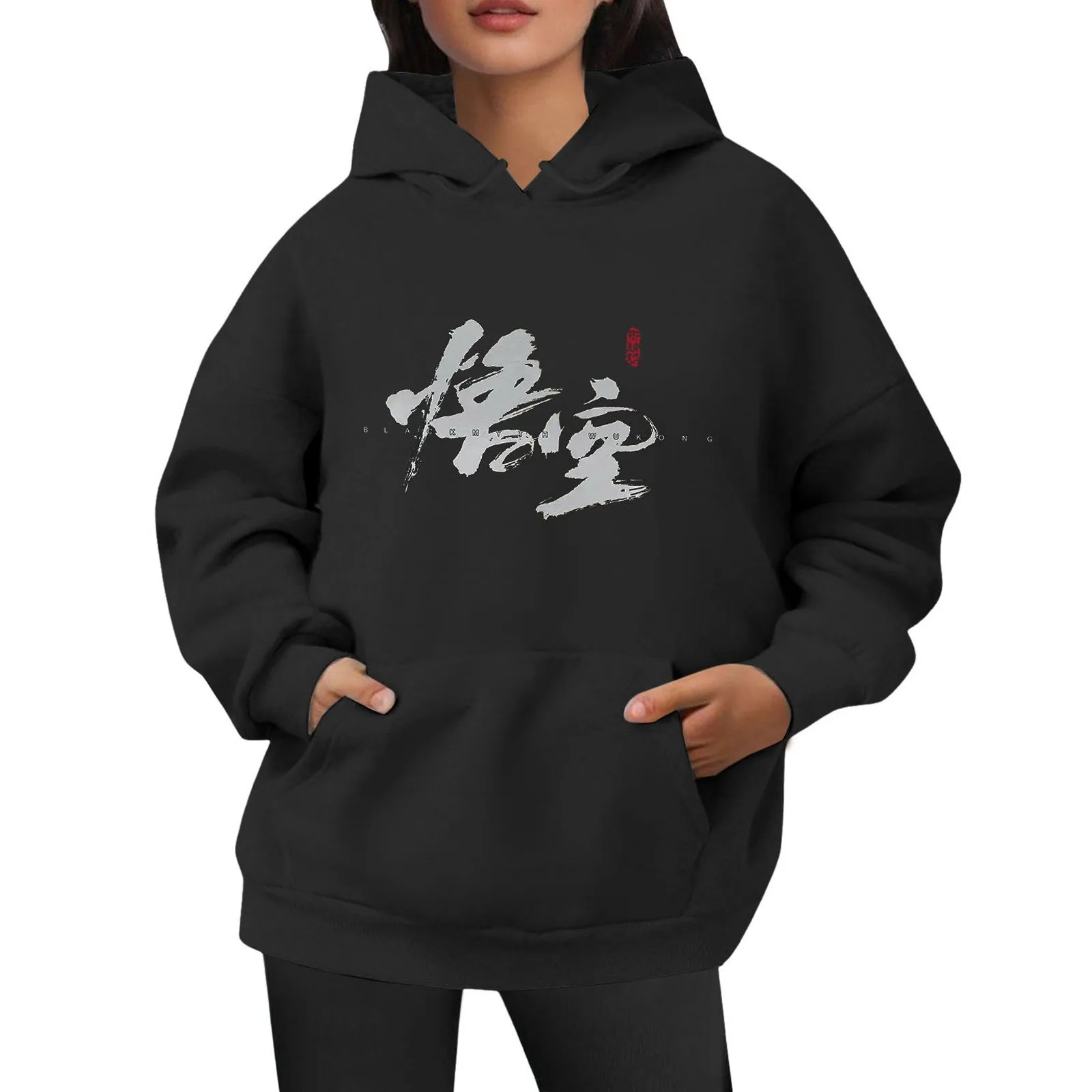 

Men Women WuKong Sweatshirts Hoodies Fashion Letter Printed Graphic Sweatshirts Loose Casual Harajuku Hooded Pullover Sportwear