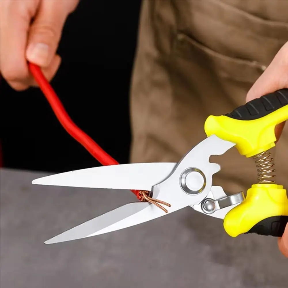 

Stainless Steel Electrician Scissors Multifunction Manually Operated Stainless Steel Shears Secure Durable Groove Cutting Shears
