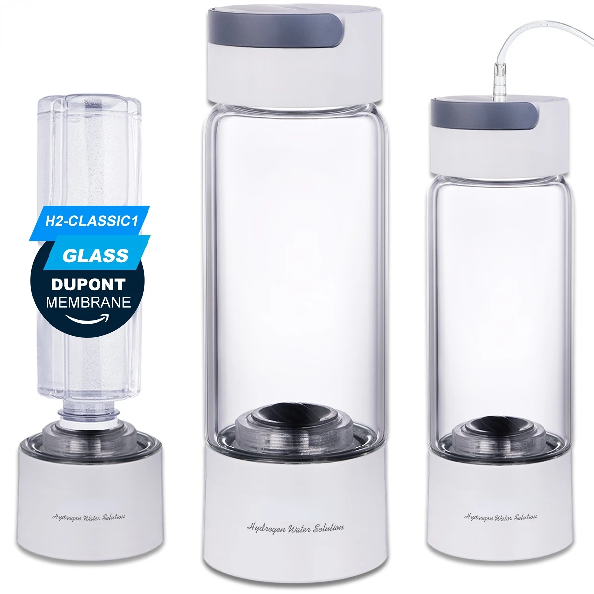 Hydrogen Rich Water Generator Bottle Glass Cup body  DuPont SPE/PEM Dual Chamber Maker lonizer - H2 Inhalation device 380ML