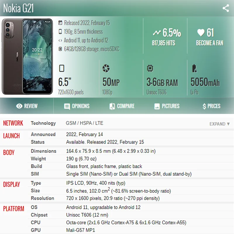 Pantalla AMOLED de 6.5'' para Nokia G21 LCD TA-1418, pantalla táctil y digitalizador, reemplazo para Nokia G11 LCD TA-1401 6