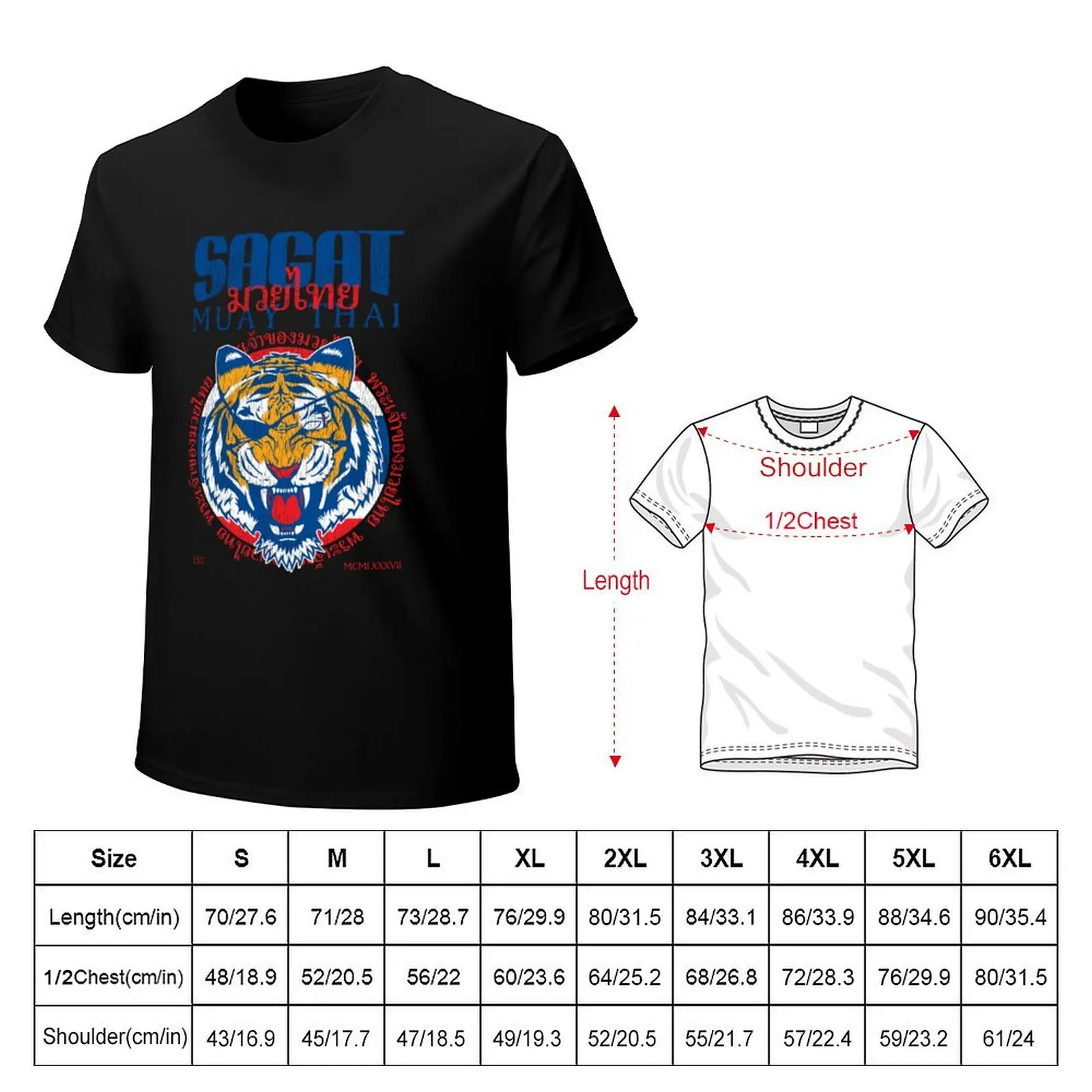 Sagat God of Muay Thai Gym Tiger T-Shirt Summer Holiday Casual Tee