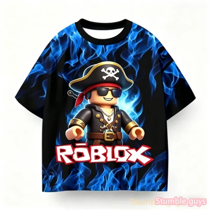 Casual Roblox T Shirt For Boys Summer Anime Game Print Kids 