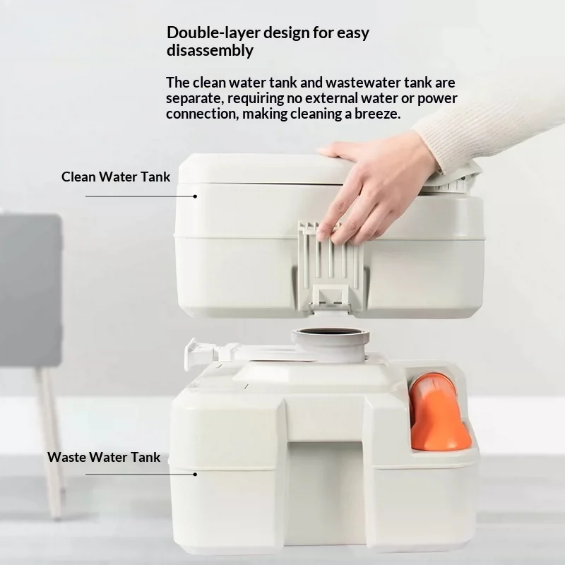 Outdoor Camping Portable Mobile Toilet 20L Flush Odor Proof Commode For RV Boat Elderly