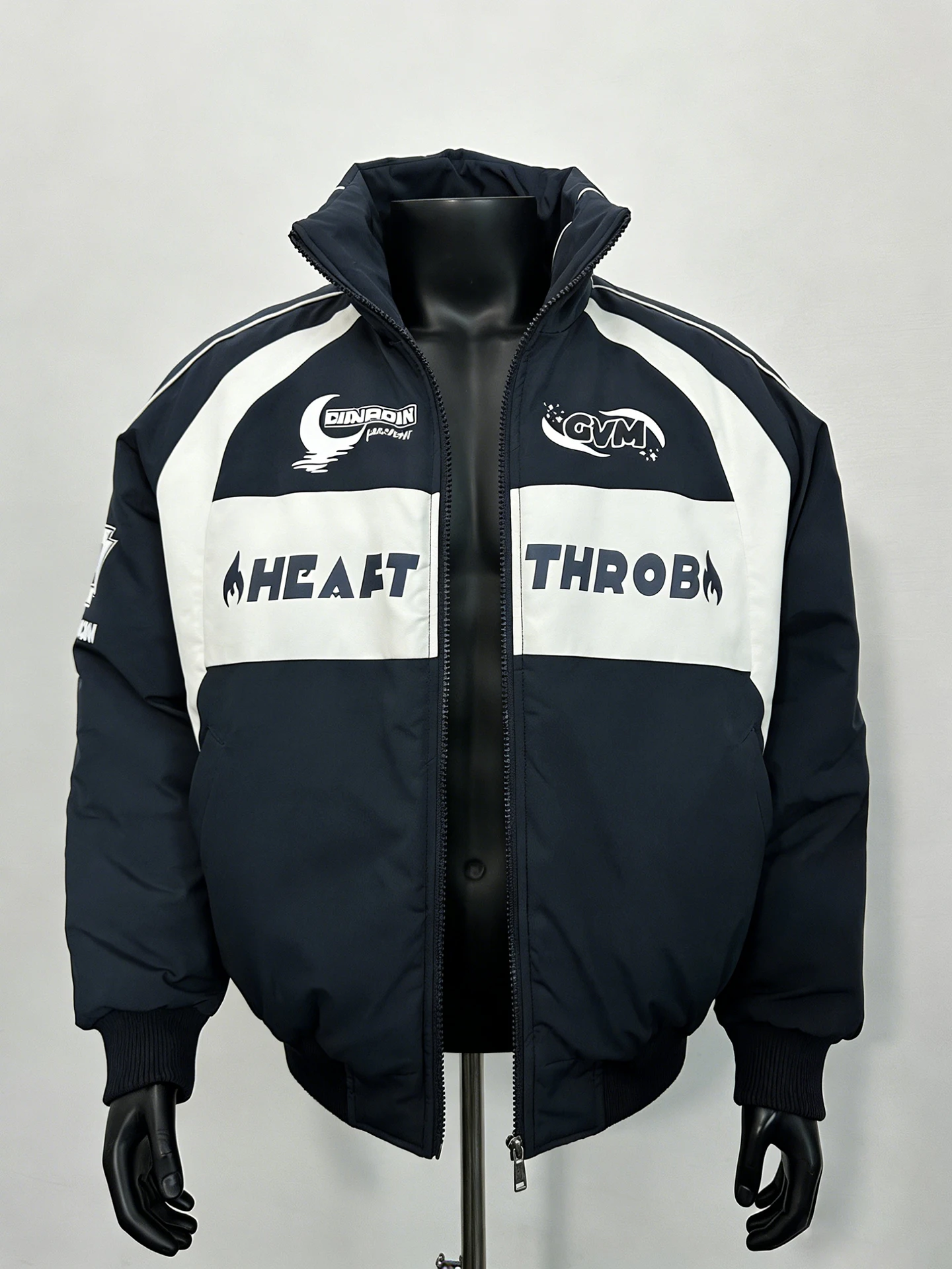 

American Color Blo Racing Jaet Men's Winter High-End ort Bread Sle down Cotton Jaet Stand Collar Boys' Faion