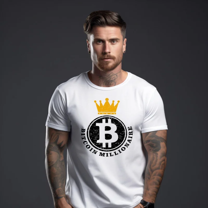 Bitcoin Millionaire Crypto style Gift t shirt for Crypto Traders BTC Fan Bitcoin Symbol printed Graphic Tee All size tops S-6XL