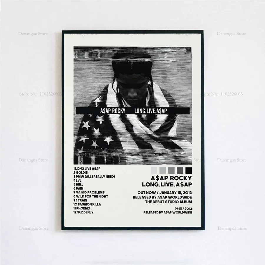 Nieuwe ASAP Rocky Testen Live Liefde D.M.B.Tracklist Muziek Album Cover Poster Prints Wall Art Schilderen Foto Foto kamer Home Decor