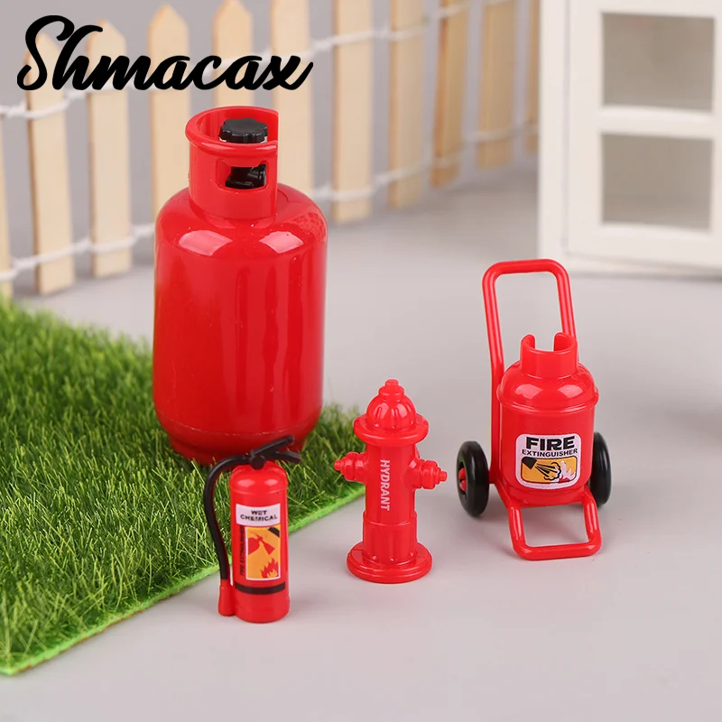 1/12 Dollhouse Gas Tank Fire Extinguisher Fire Hydrant Model Dollhouse Decoration Dolls House Scene Toys Pretend Play Toys