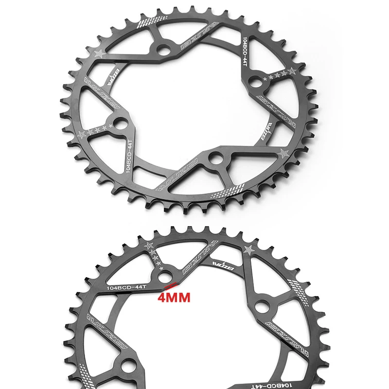 WUZEI 104 BCD Bicycle Chainring 30/32/34/36/38/40/44/42/46/48/50/52T Narrow Wide Chain Wheel Single Tooth Plate for MTB Bikes