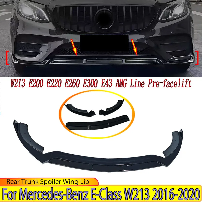 

2016-2020 for Mercedes-Benz E-Class W213 E200 E220 E260 E300 E43 AMG Line Pre-facelift Front Bumper Lip Spoiler Splitter Bodykit