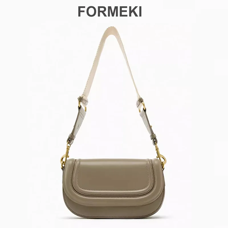 Formeki Lady Bag Concise Office  Wide Strap Crossbody Saddle Bag Wide Strap  Women Bag 2024Trend  Luxury Designer Bag